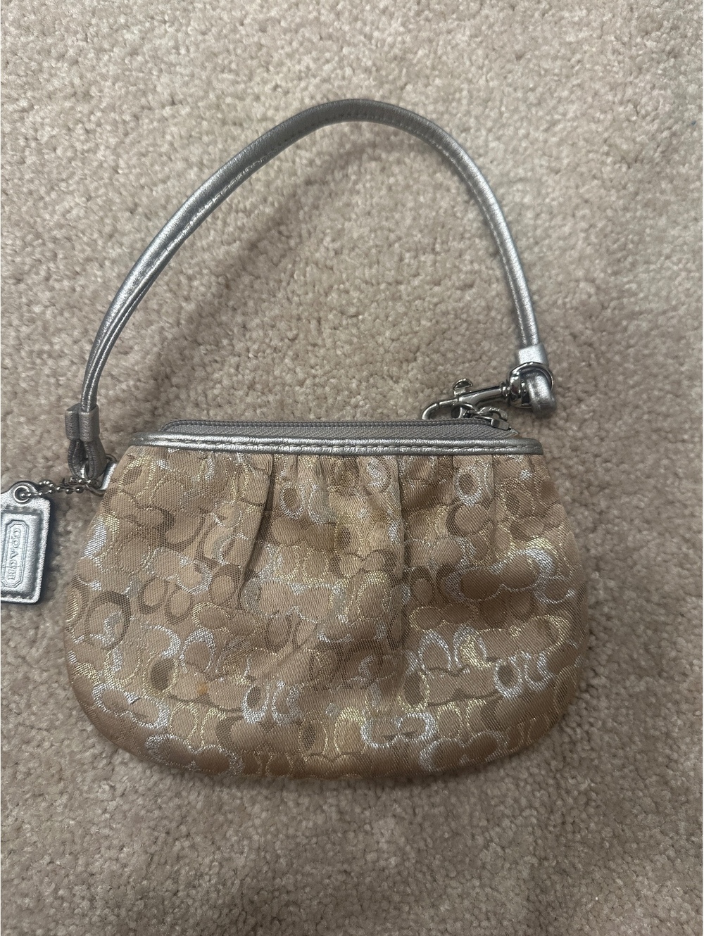 (6)Coach Metallic Signature Wristlet Pouch